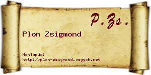 Plon Zsigmond névjegykártya